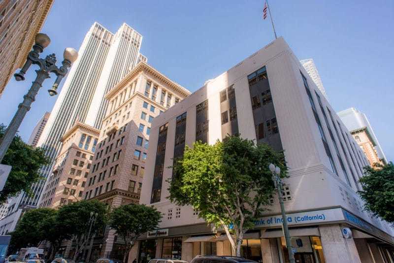 Street view of the downtown Los Angeles building that houses the practice